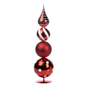 Ornament de Craciun Topiar din globuri rosu /alb 55cm 