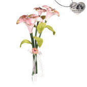 Buchetel de flori din tesut roz/verde 50cm